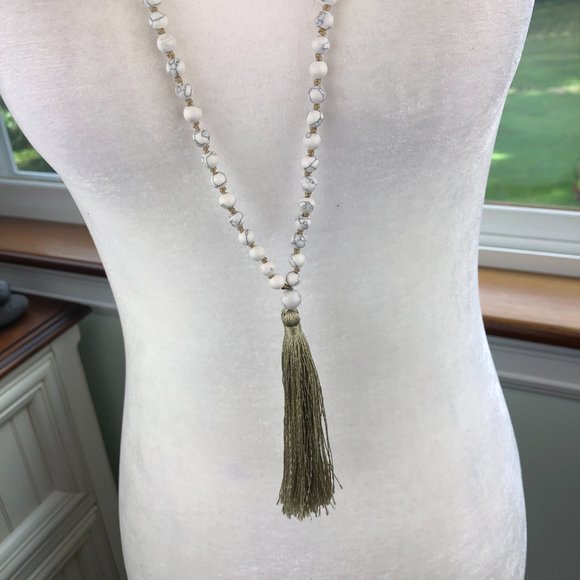 Mala Howlite I Am Patient Necklace Yogi Boho Wellness - Picture 4 of 9